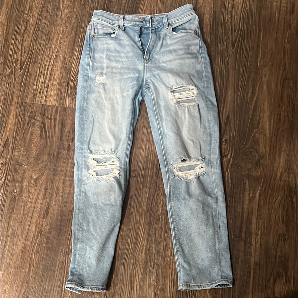 American Eagle Outfitters Blue Skinny Jeans with Distressing